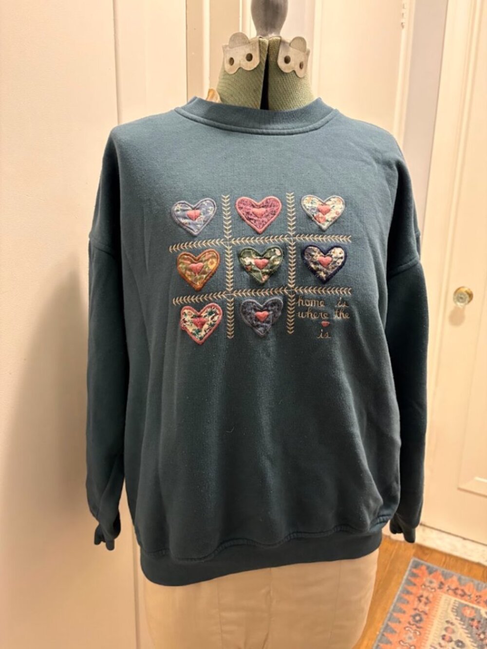 Vintage Home Is Where The Heart Is Floral Patchwork Sweatshirt